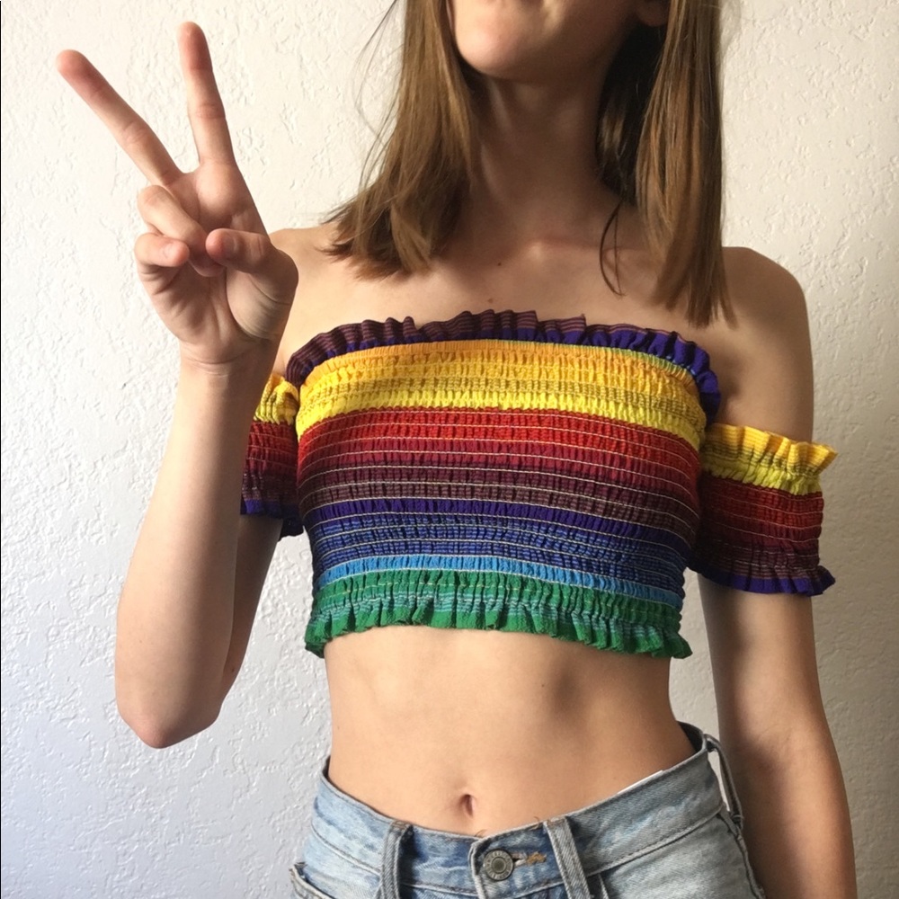 Forever 21 rainbow tube top